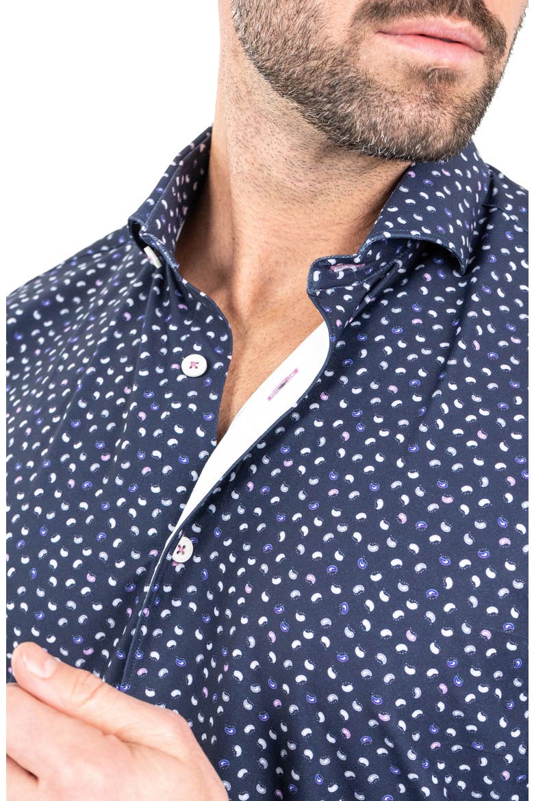 Einstein Paisley Print Stretch Button-Up Shirt, Alternate, color, BLUE