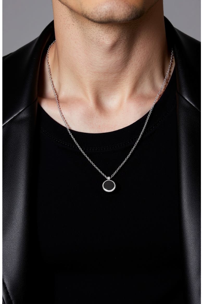Circle Stone Onyx Pendant Necklace, Alternate, color, BLACK