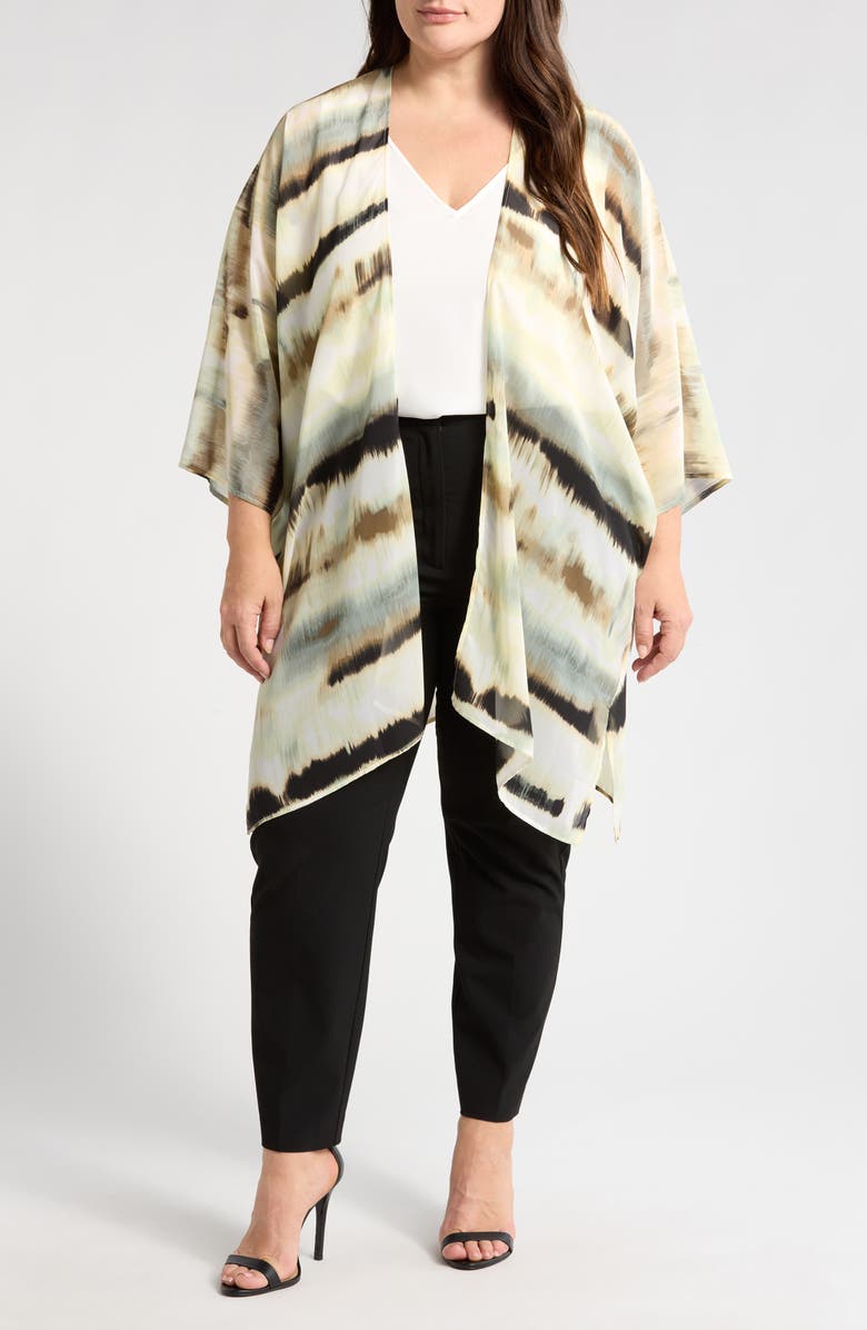 Anne Klein Abstract Print Oversize Sheer Cardigan, Main, color,