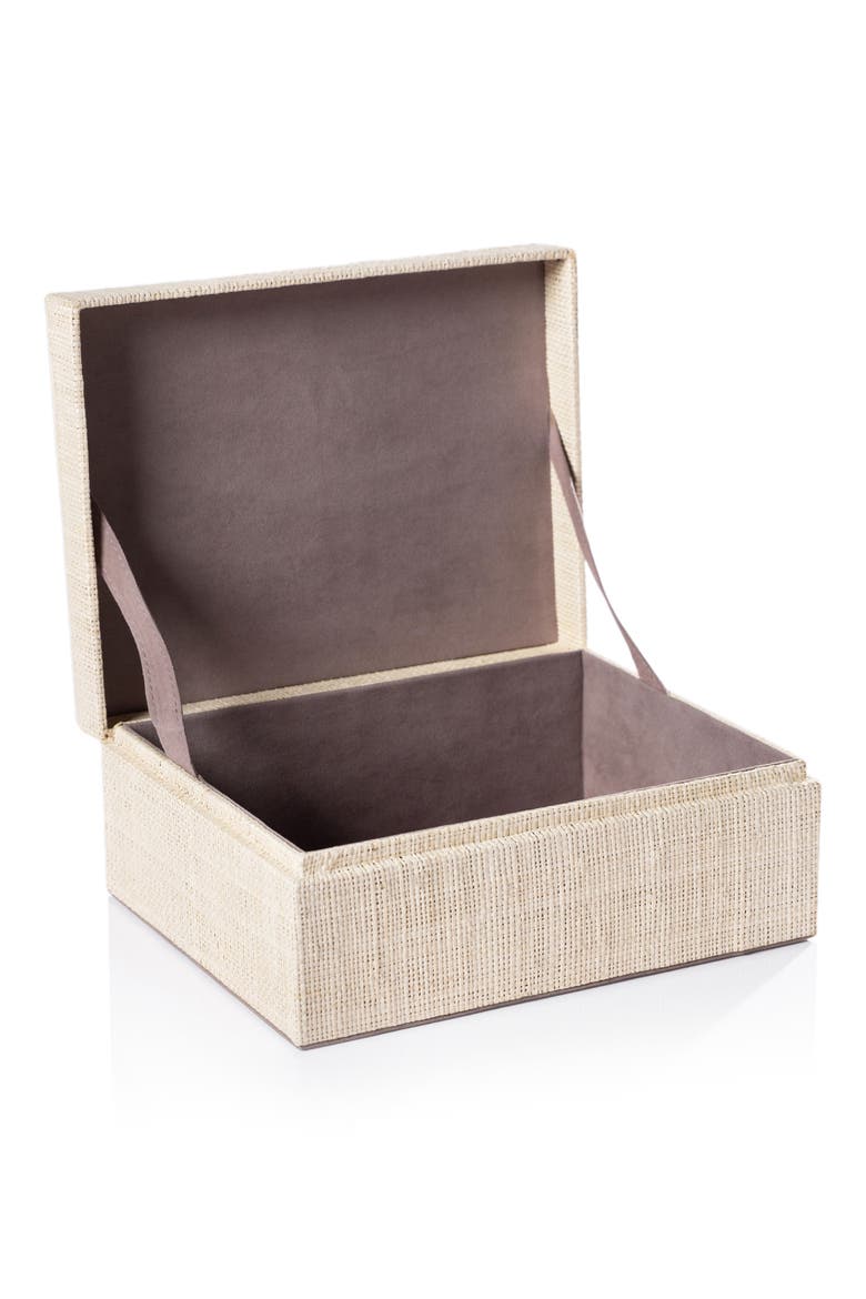 Tenerife Raffia Decorative Box, Alternate, color, BEIGE/ BLACK
