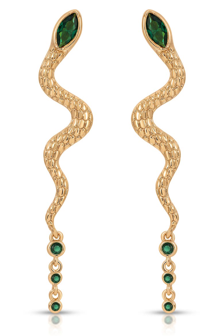Serpentina Linear Earrings, Main, color, GREEN