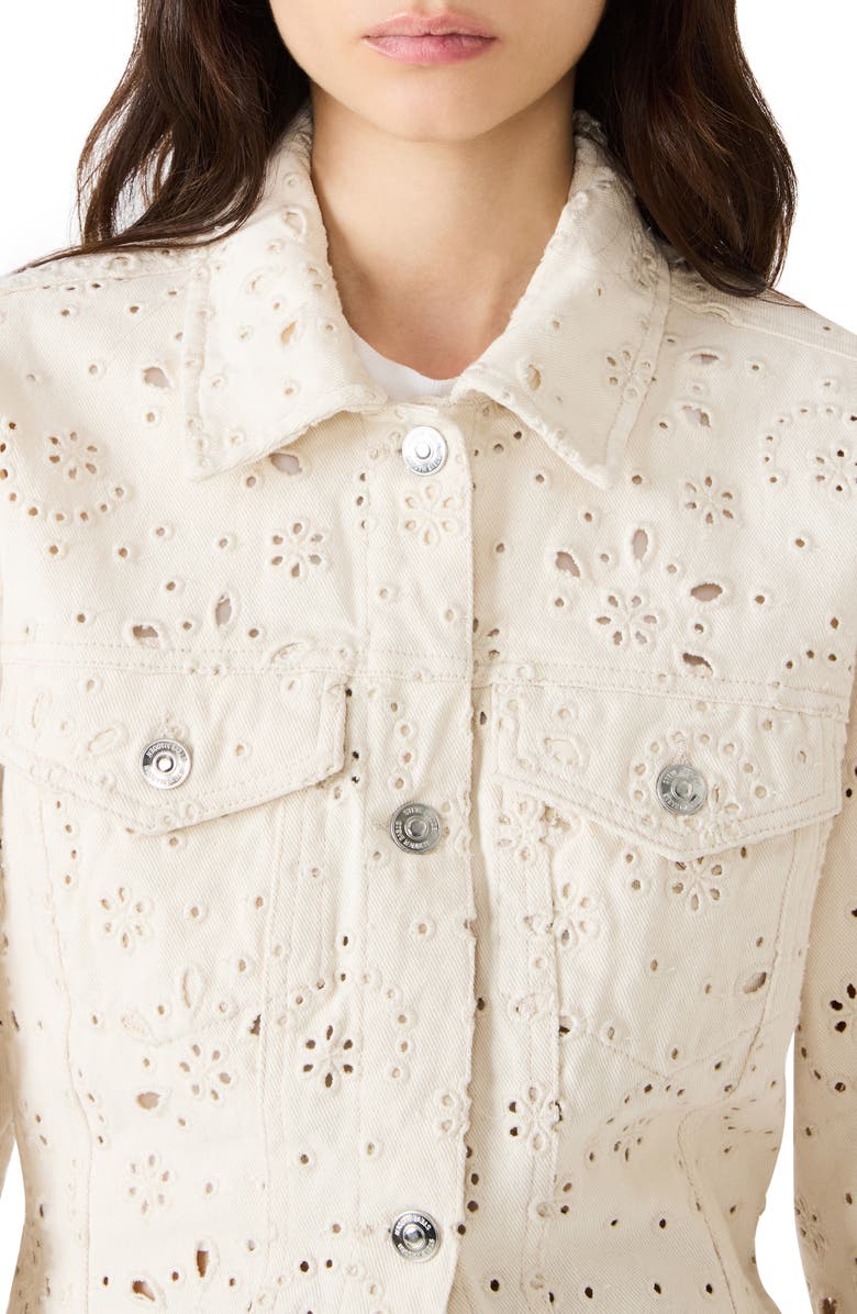 Steve Madden Henrietta Embroidered Eyelet Cotton Jacket, Alternate, color, Sea Mist