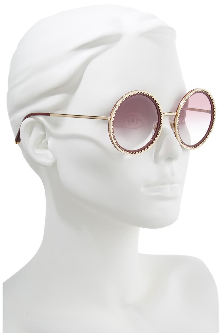 Sacred Heart 53mm Gradient Round Sunglasses, Alternate, color, GOLD RED GRADIENT
