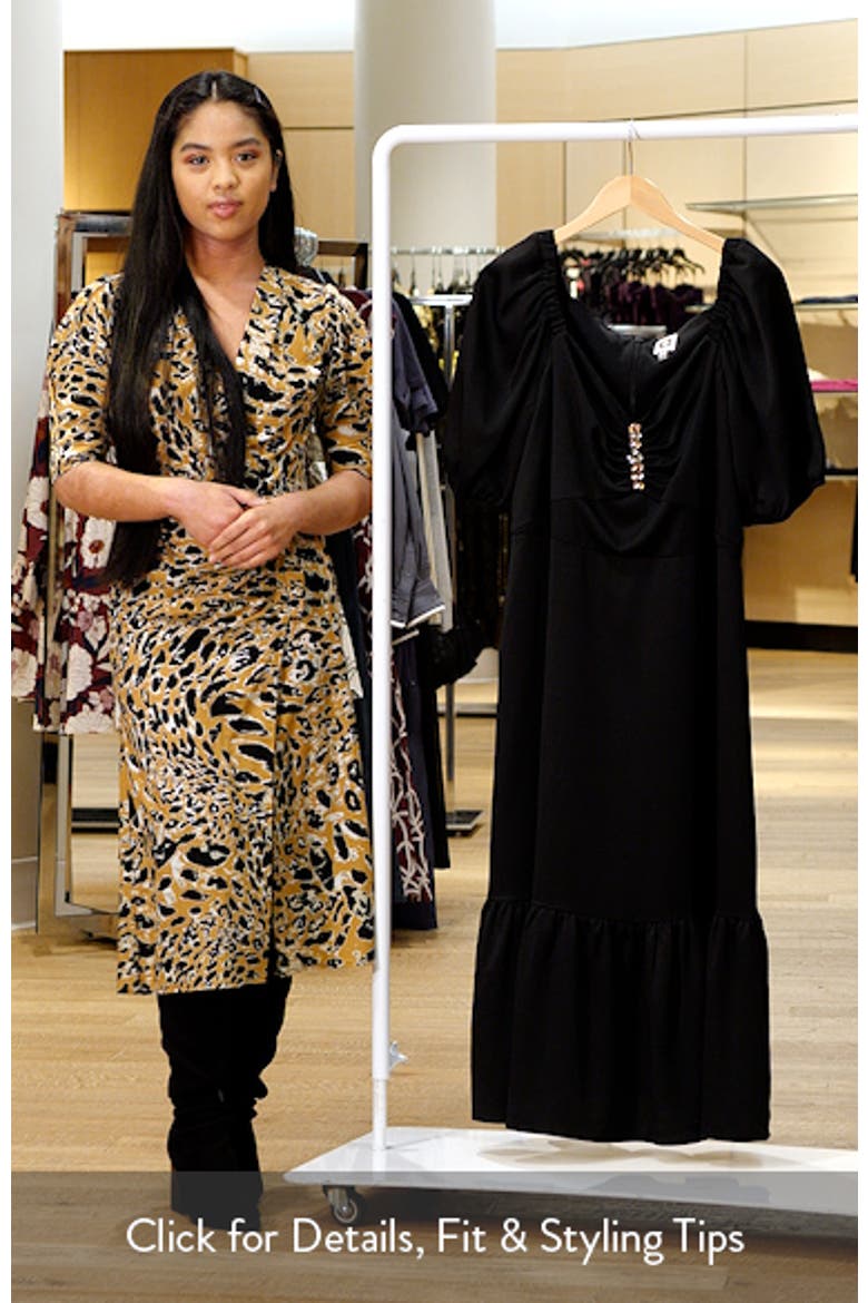 Jewel Accent Puff Sleeve Maxi Dress video