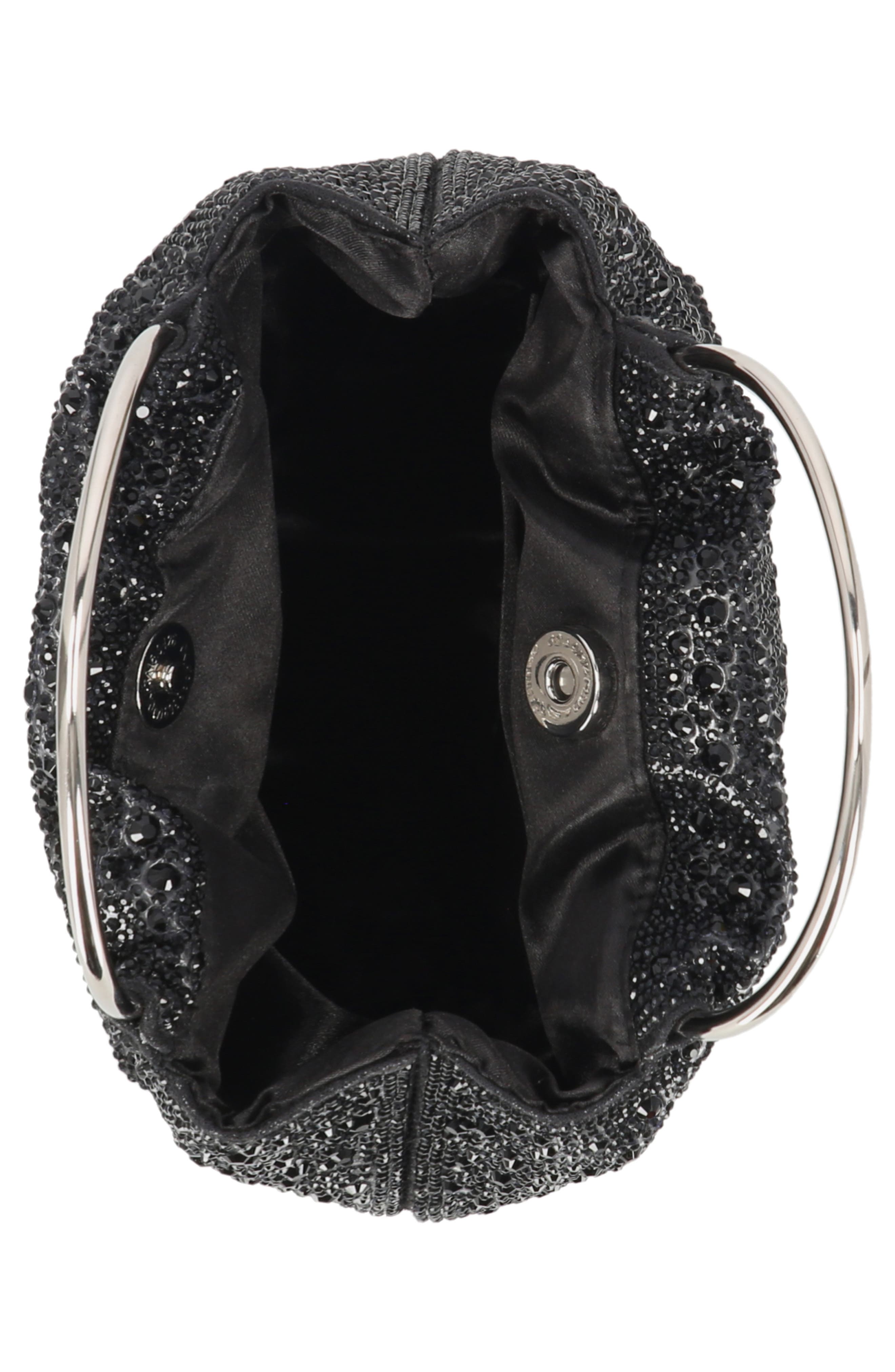 Jessica McClintock Nikki Ring Top Handle Clutch, Alternate, color, Black