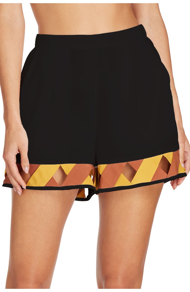 VALIMARE Ravello Bandage Beach Shorts, Alternate, color, Black