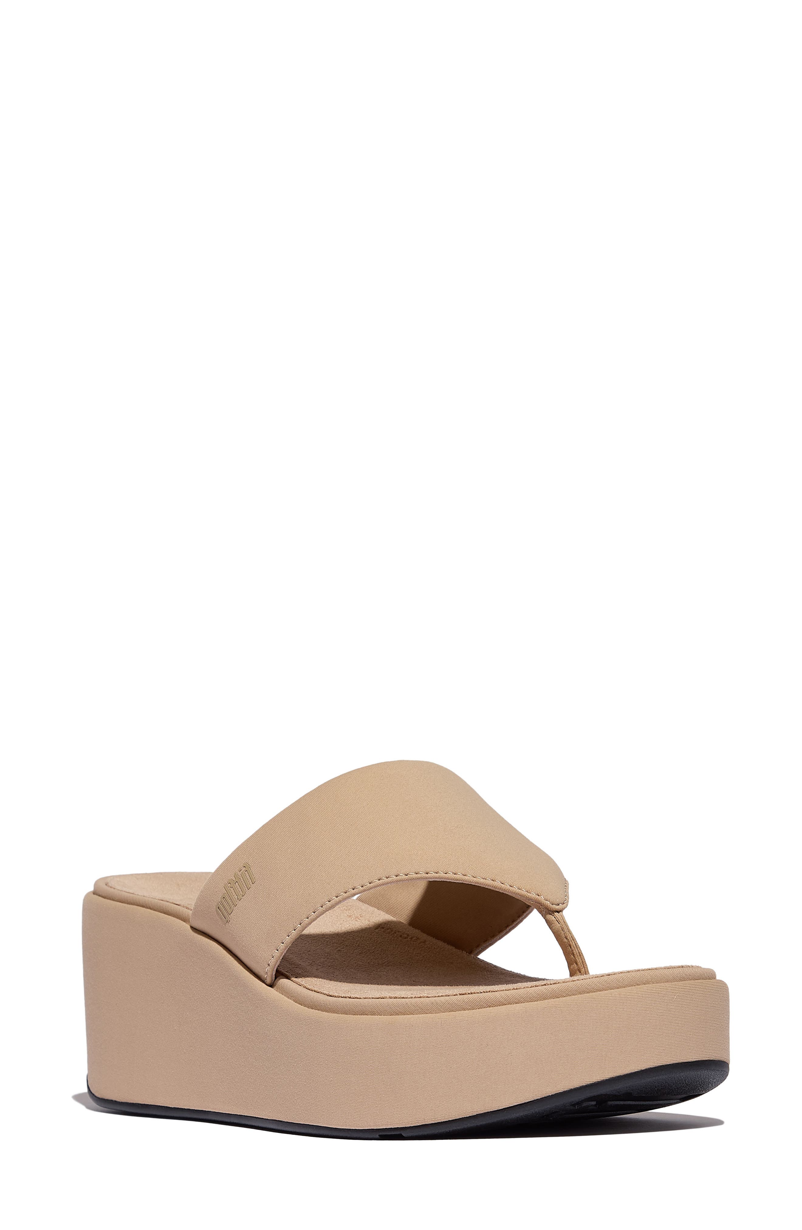 FitFlop PlatFForms Wedge Toe Post Sandal, Main, color, Classic Beige