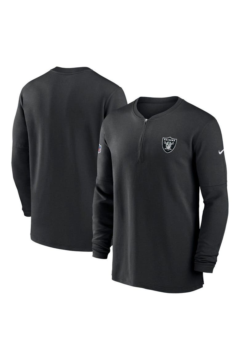 Men's Nike  Black Las Vegas Raiders 2023 Sideline Performance Long Sleeve Tri-Blend Quarter-Zip Top, Main, color, Black
