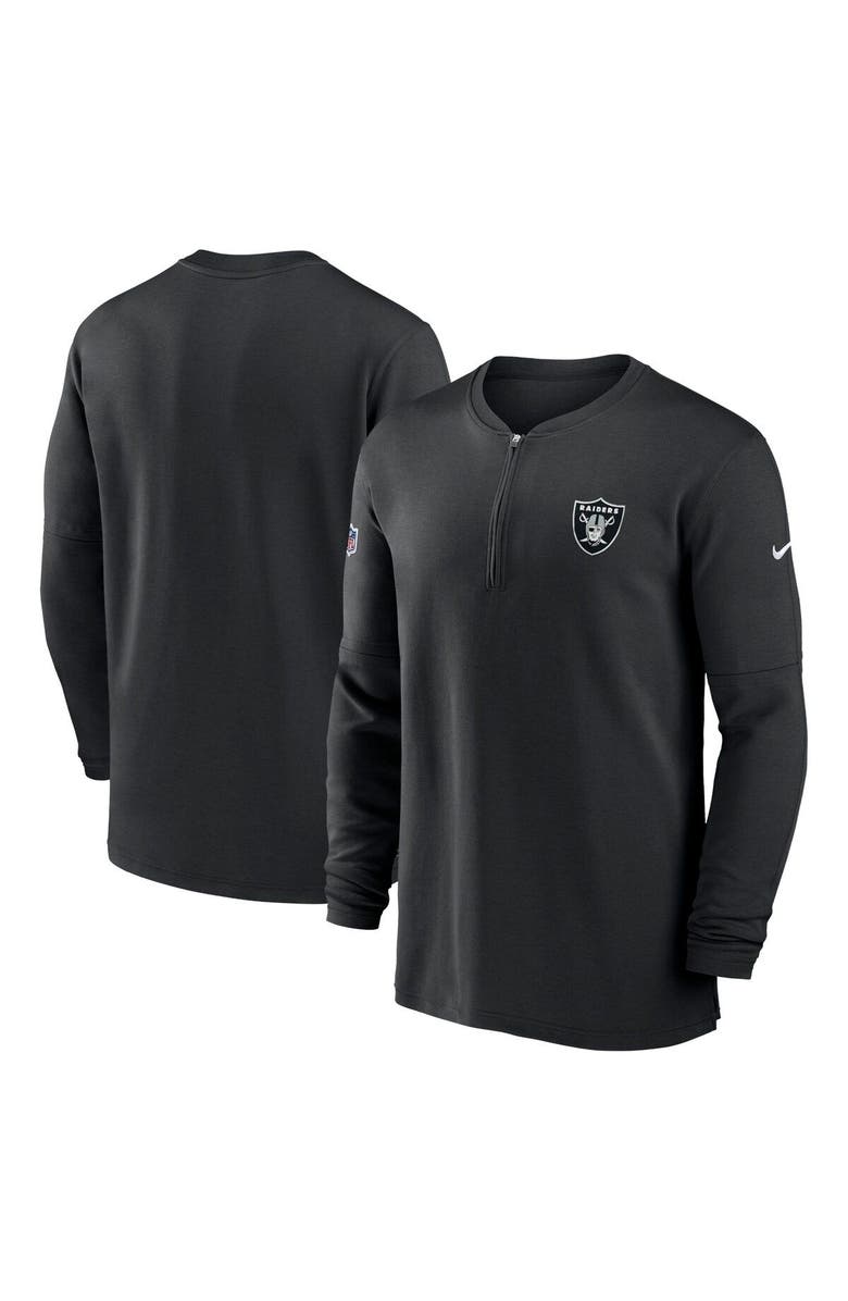 Nike Men's Nike Black Las Vegas Raiders 2023 Sideline Performance Long Sleeve Tri-Blend Quarter-Zip Top, Main, color, Black