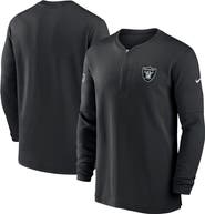 Nike Men's Nike  Black Las Vegas Raiders 2023 Sideline Performance Long Sleeve Tri-Blend Quarter-Zip Top