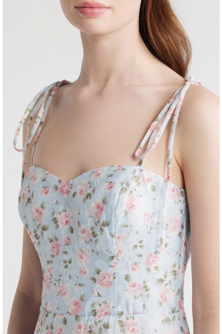 Alexia Floral Tie Strap Midi Dress, Alternate, color, LIGHT BLUE FLORAL