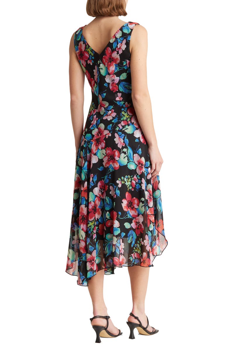 Connected Apparel Asymmetric Hem Midi Dress, Alternate, color, 