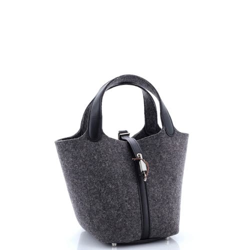 Pre-owned Hermes Hermes Picotin Lock Bag Felt With Leather Pm In Gray