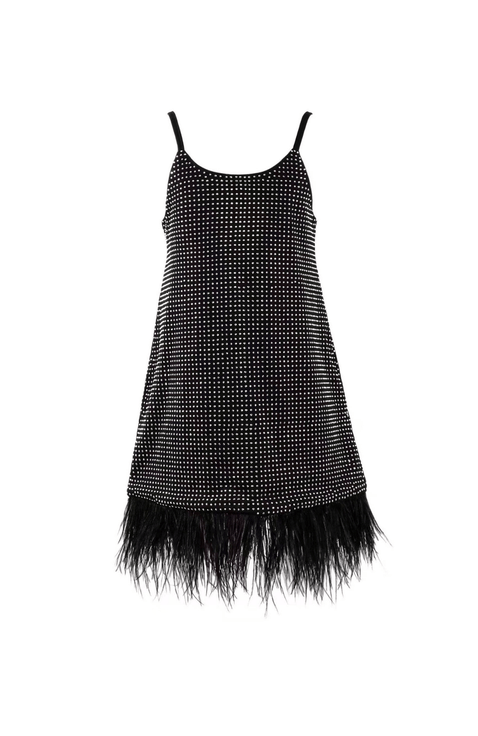 Midnight Crystal Feather Dress