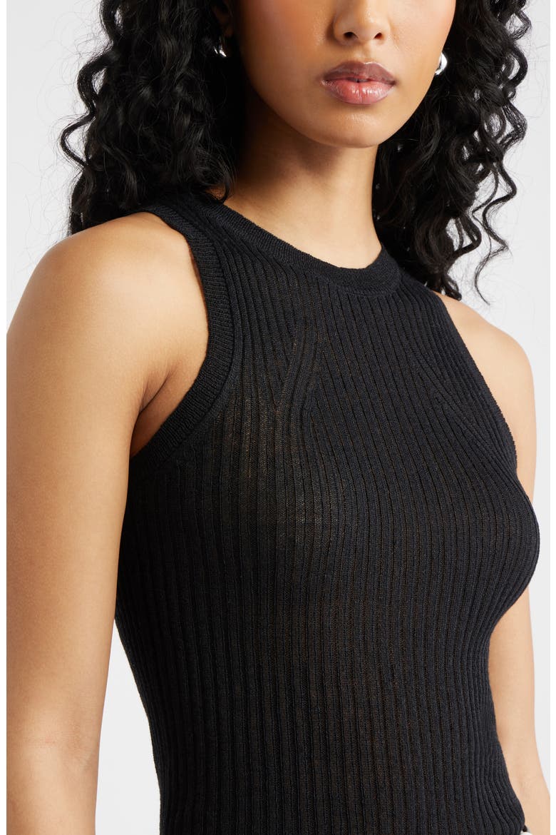 Linen Blend Sweater Tank, Alternate, color, BLACK
