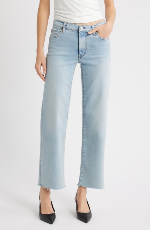 The Mellow Frayed Ankle Straight Leg Jeans (Tribute Raw Fray)