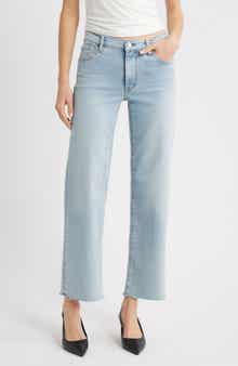 The Mellow Frayed Ankle Straight Leg Jeans