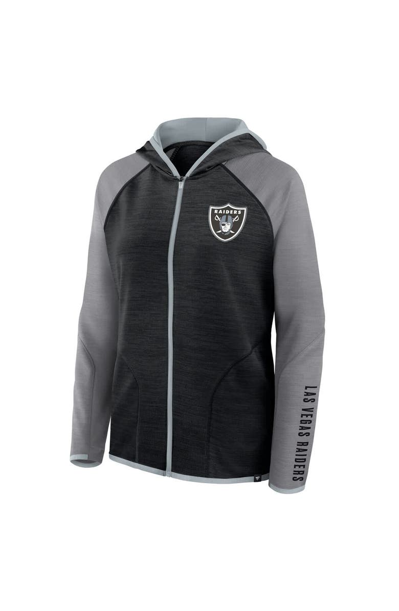 FANATICS Women's Fanatics Black/Gray Las Vegas Raiders Redzone End Around Pass Raglan Full-Zip Hoodie, Alternate, color, Black