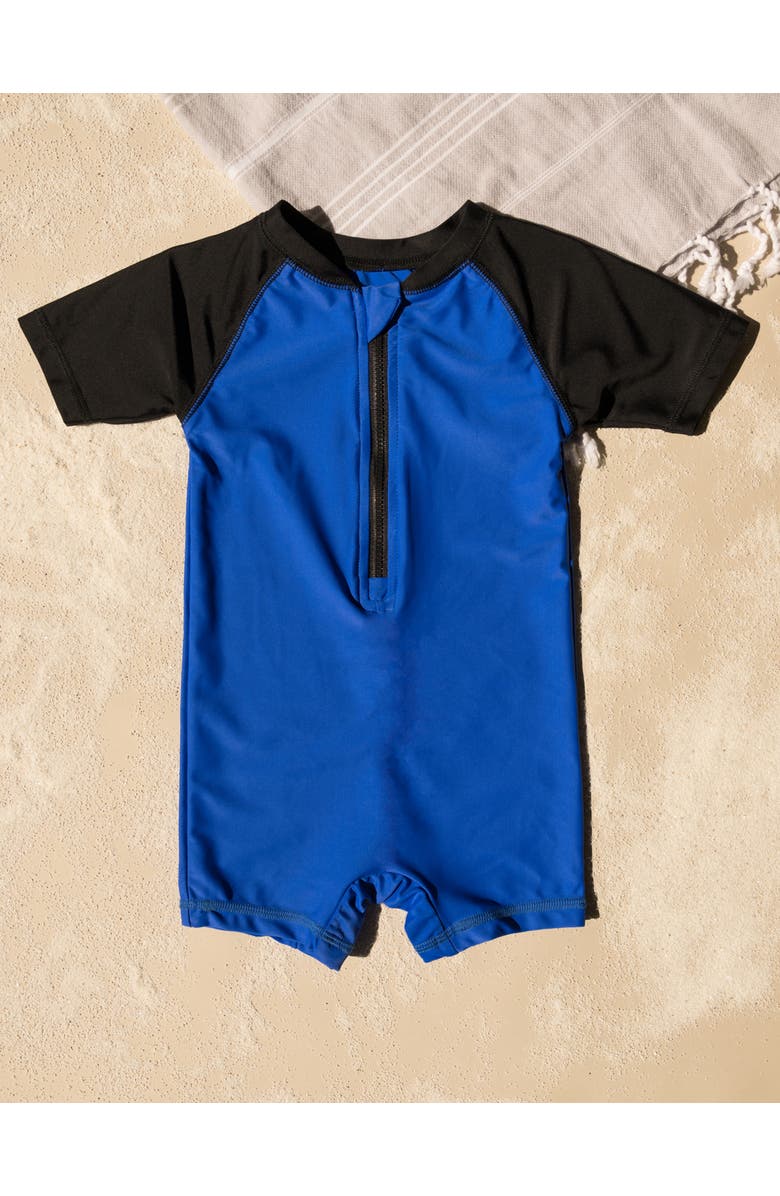 Leveret Baby One-Piece Rashguard, UPF 50+ Sun Protection Swimwear, Alternate, color, Navy & Black