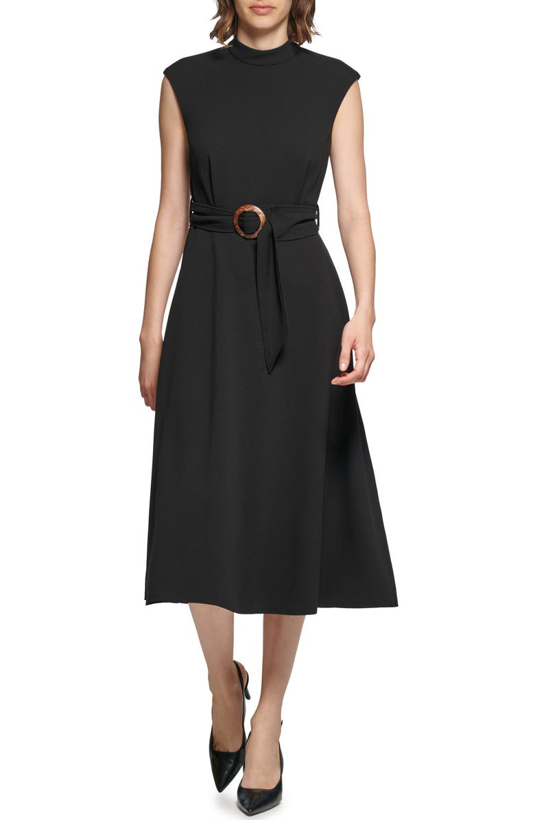 Calvin Klein Sleeveless Scuba Crepe Midi Dress, Main, color, 