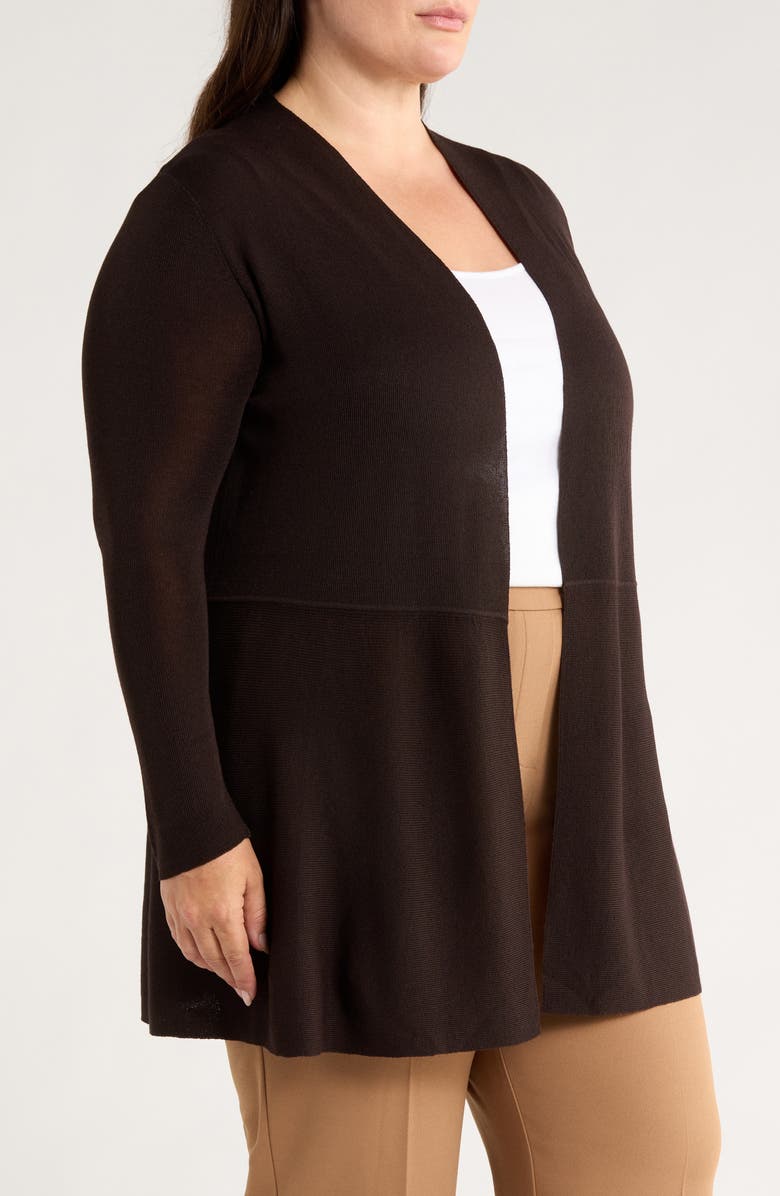 Anne Klein Montery Open Front Cardigan, Alternate, color, Deep Mahogany