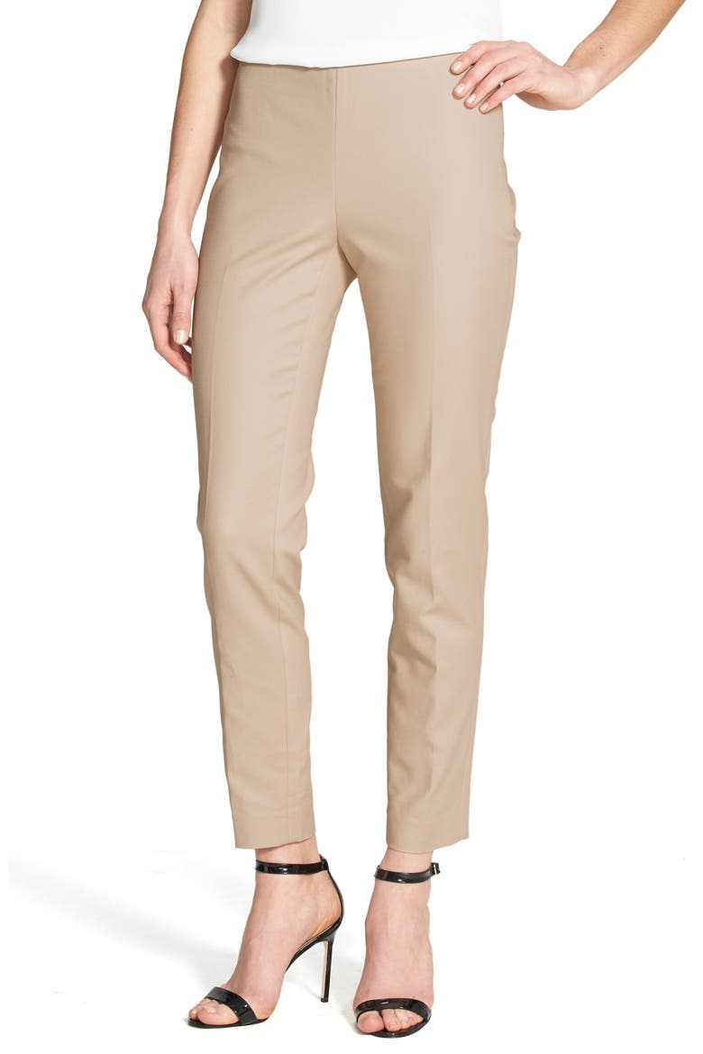 Side Zip Double Weave Pants, Alternate, color, TIRAMISU