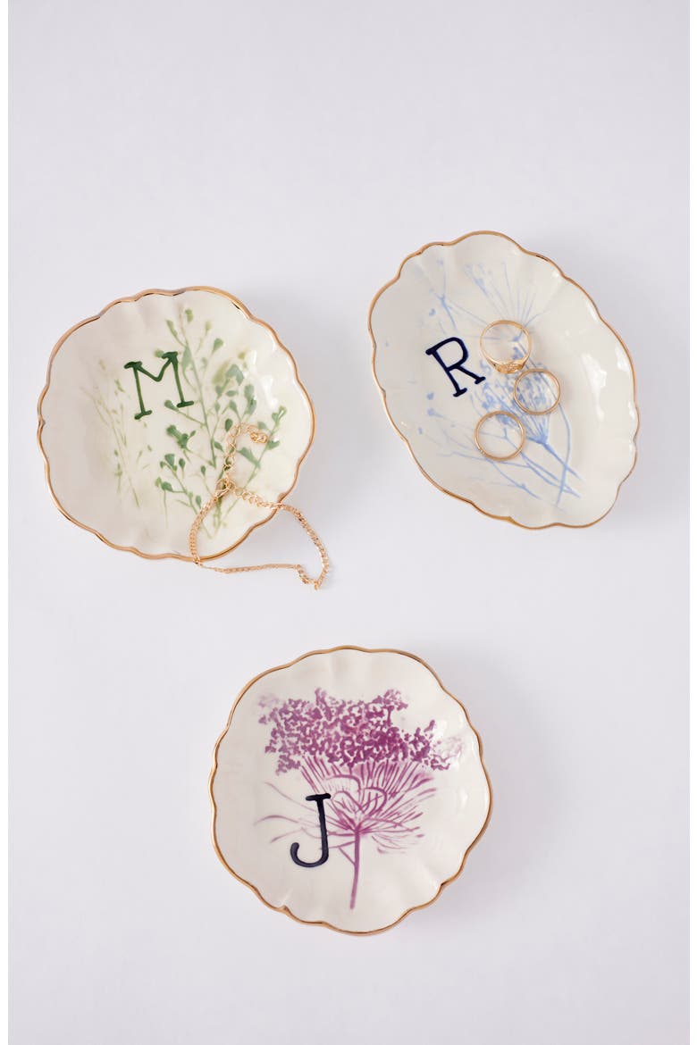 Botanical Monogram Trinket Tray, Alternate, color, W