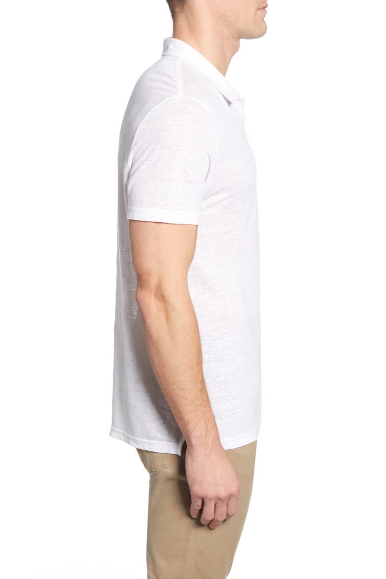 Men's Solid Linen Jersey Polo Shirt, Alternate, color, WHITE