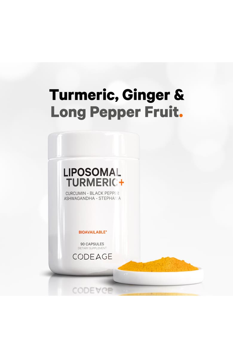 Codeage Liposomal Turmeric - 95% Curcumin Extract Supplement, Alternate, color, White