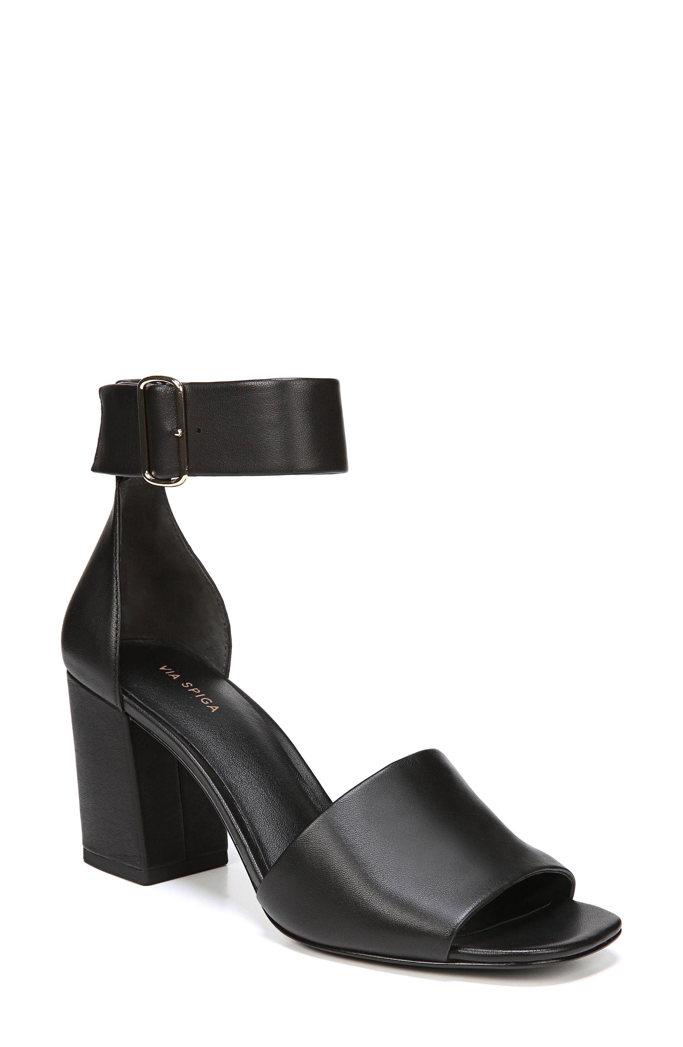 Evonne Ankle Strap Sandal, Main, color, BLACK LEATHER