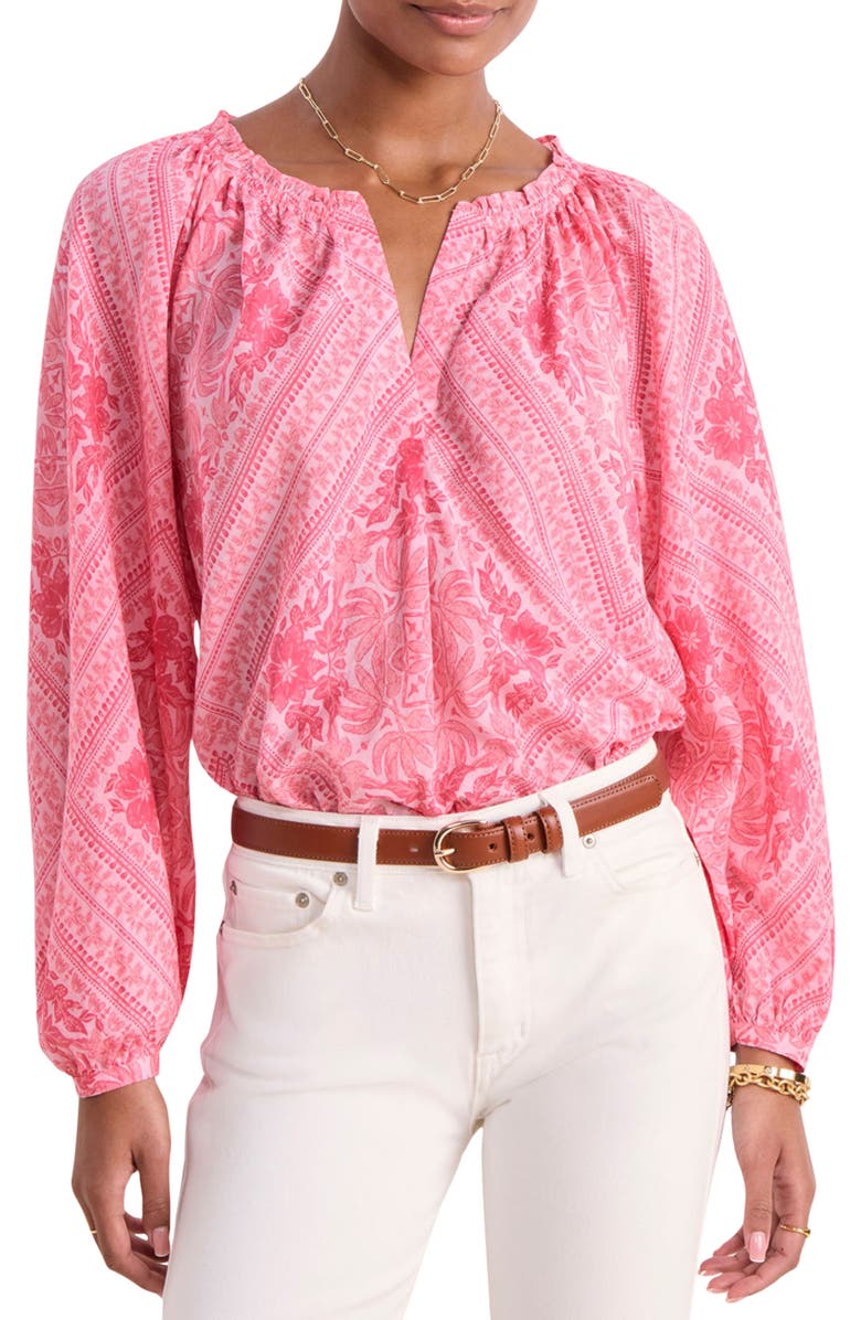 vineyard vines Tile Print Cotton Blend Top, Main, color, 