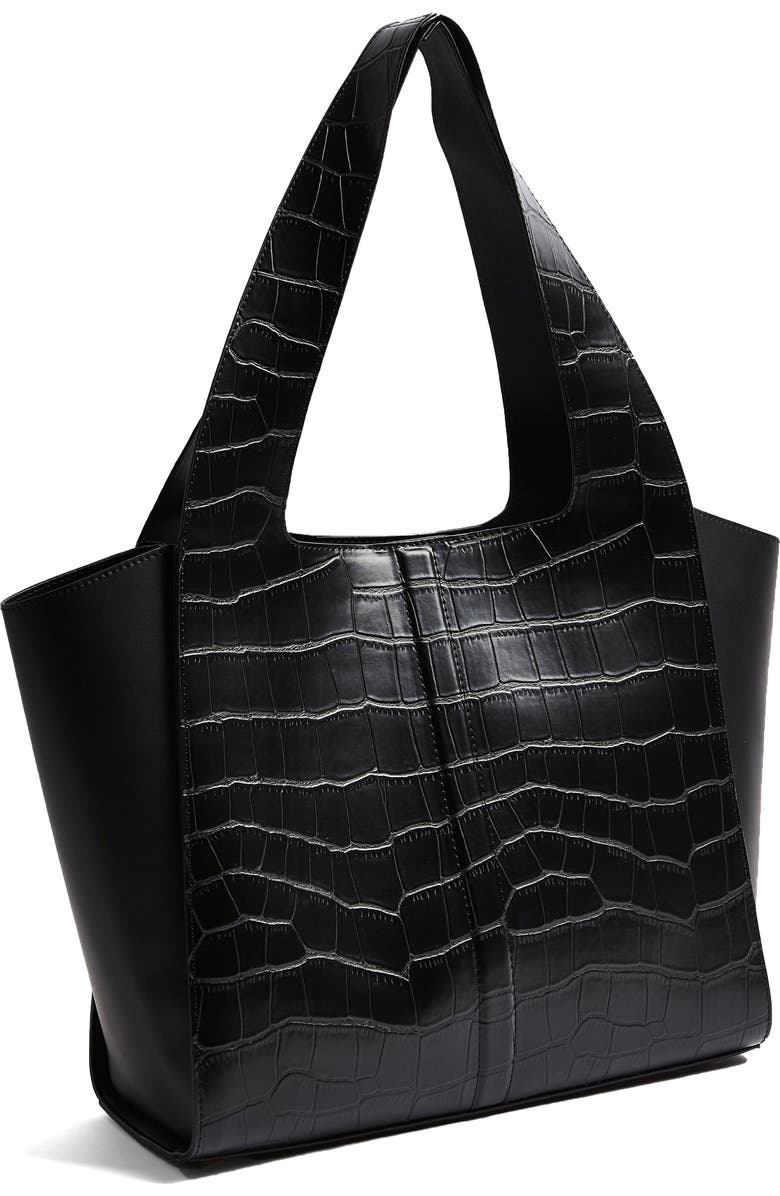 Topshop Taylor Croc Embossed Faux Leather Tote, Alternate, color,