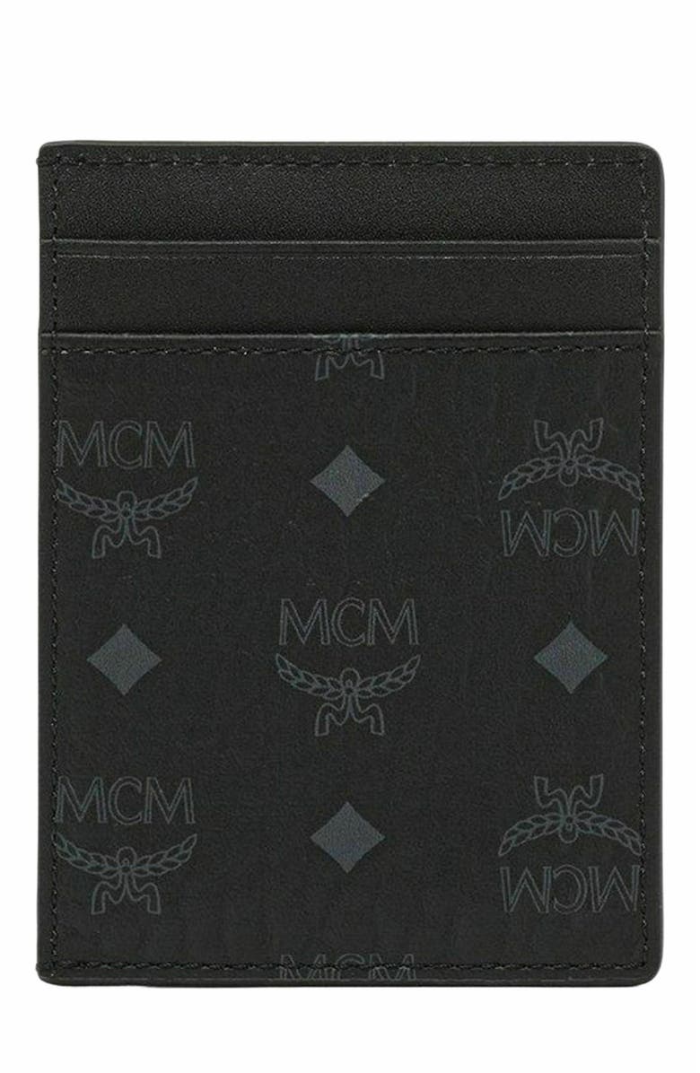 MCM Aren Card Case in Visetos, Alternate, color, Black