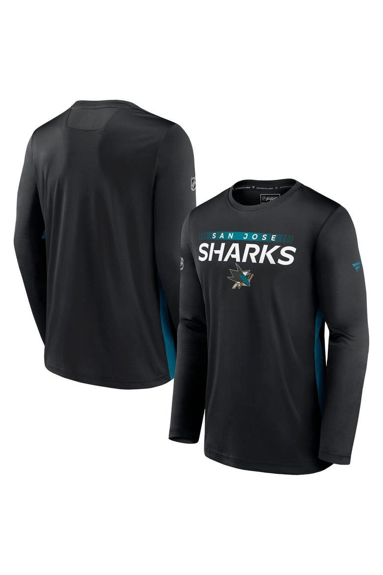 Men's Fanatics Branded Black San Jose Sharks Authentic Pro Rink Performance Long Sleeve T-Shirt, Main, color, Black