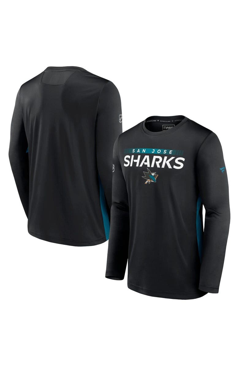FANATICS Men's Fanatics Branded Black San Jose Sharks Authentic Pro Rink Performance Long Sleeve T-Shirt, Main, color, 
