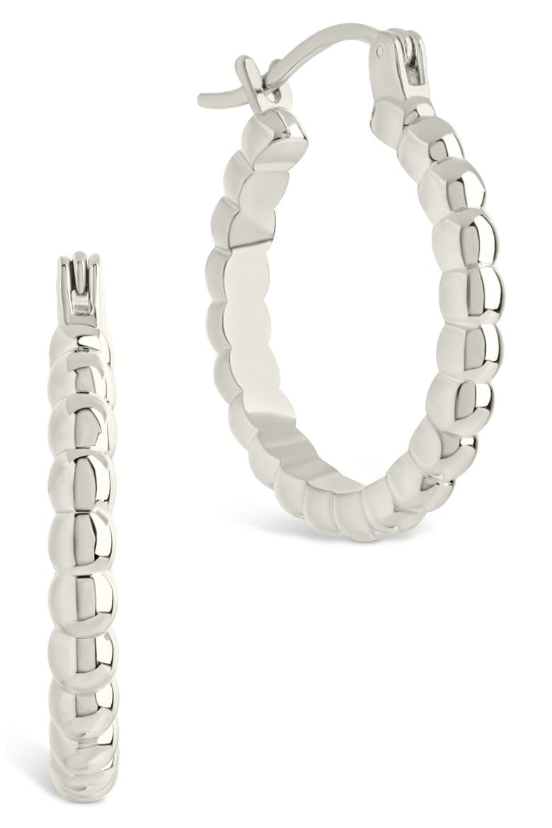 Reggie Thin Bubble Hoop Earrings, Main, color, SILVER
