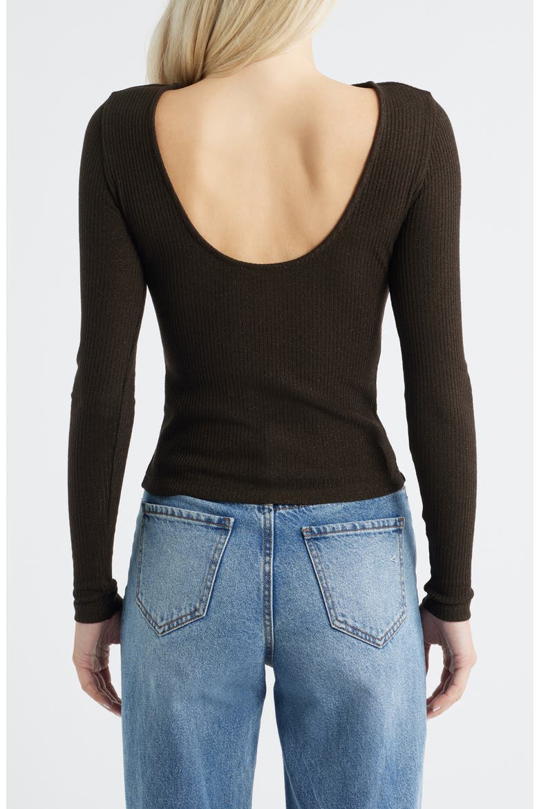 Sparkle Scoop Back Long Sleeve Top, Alternate, color, LUREX MOLASSES