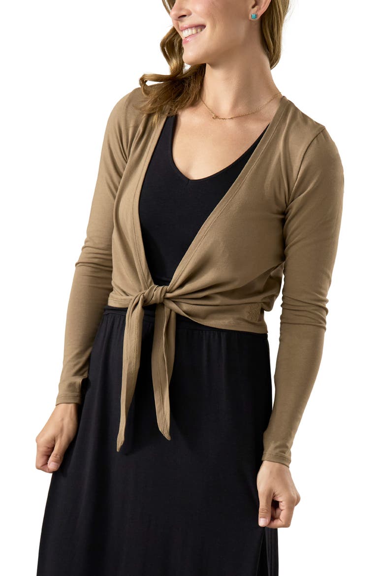 Long Sleeve Crossover Sun Wrap, Alternate, color, Mocha