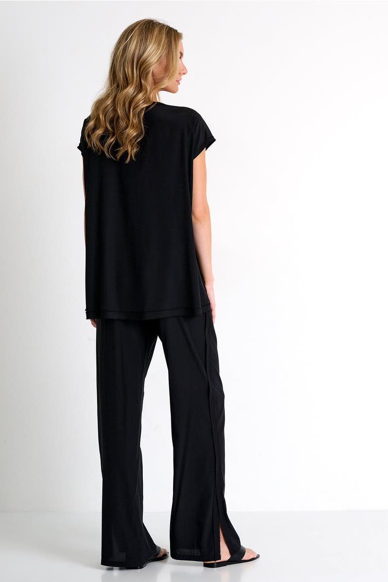 Straight-Leg Silk Pants, Alternate, color, Black