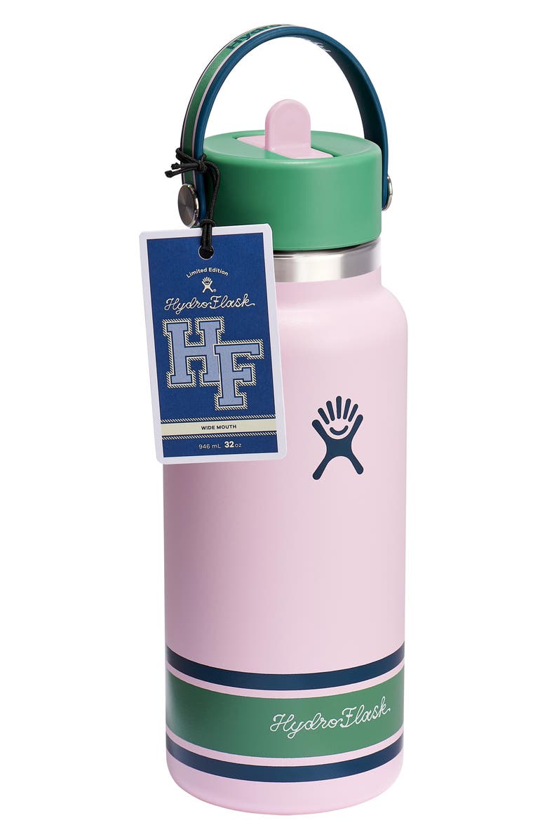 Hydro Flask 32-Ounce Wide Mouth Flex Straw Cap Water Bottle, Alternate, color, Campus Pink
