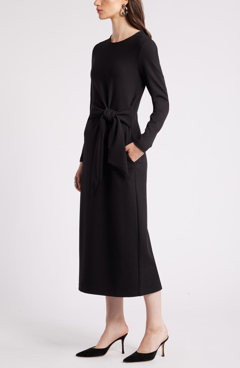 Nordstrom Tie Waist Long Sleeve Knit Midi Dress, Alternate, color,