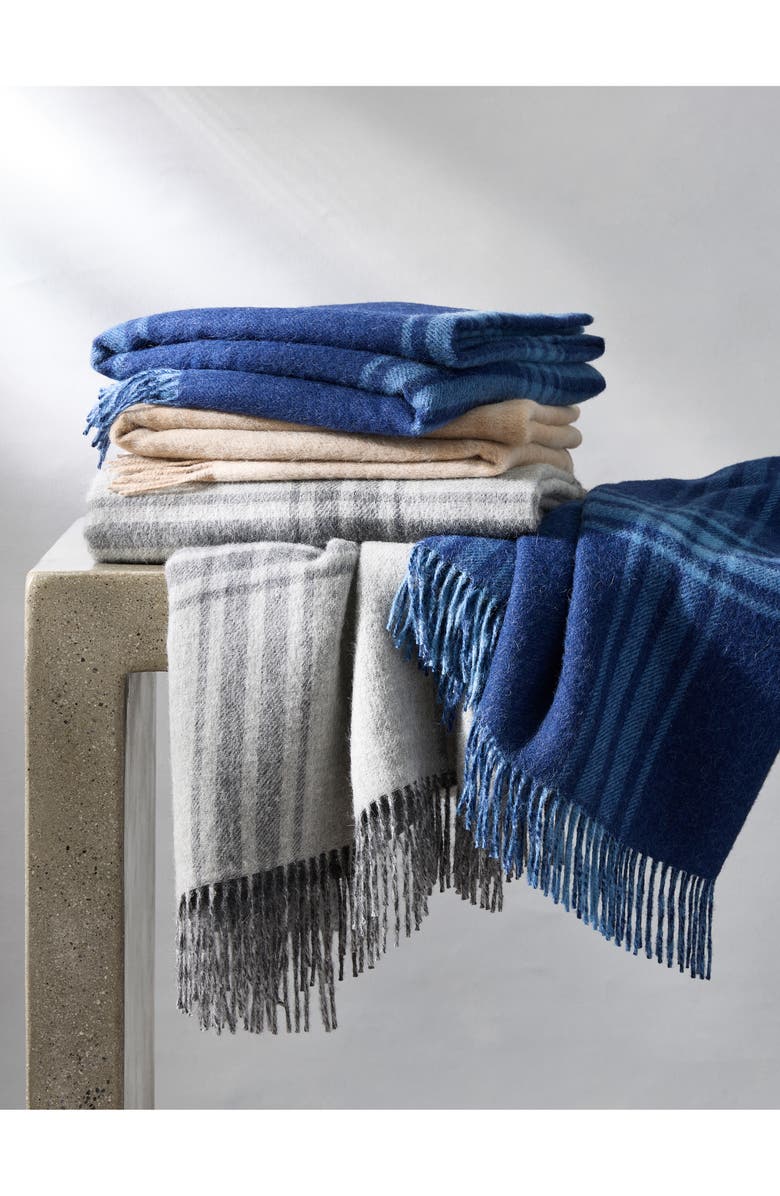 Matouk Diego Throw Blanket, Alternate, color, Charcoal