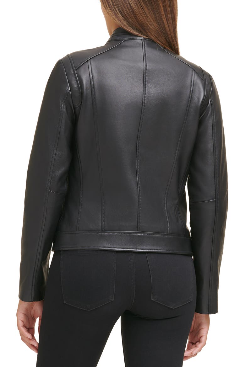 Moto Leather Jacket, Alternate, color, BLACK