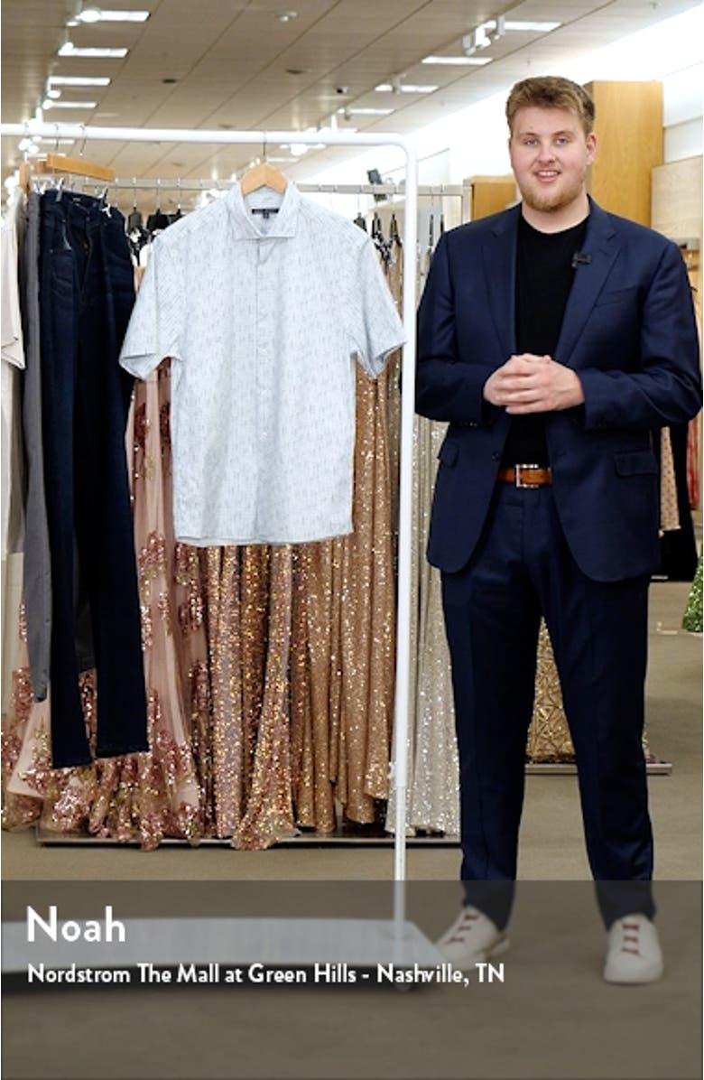 Slim Fit Dot Print Short Sleeve Cotton Button-Up Shirt, sales video thumbnail