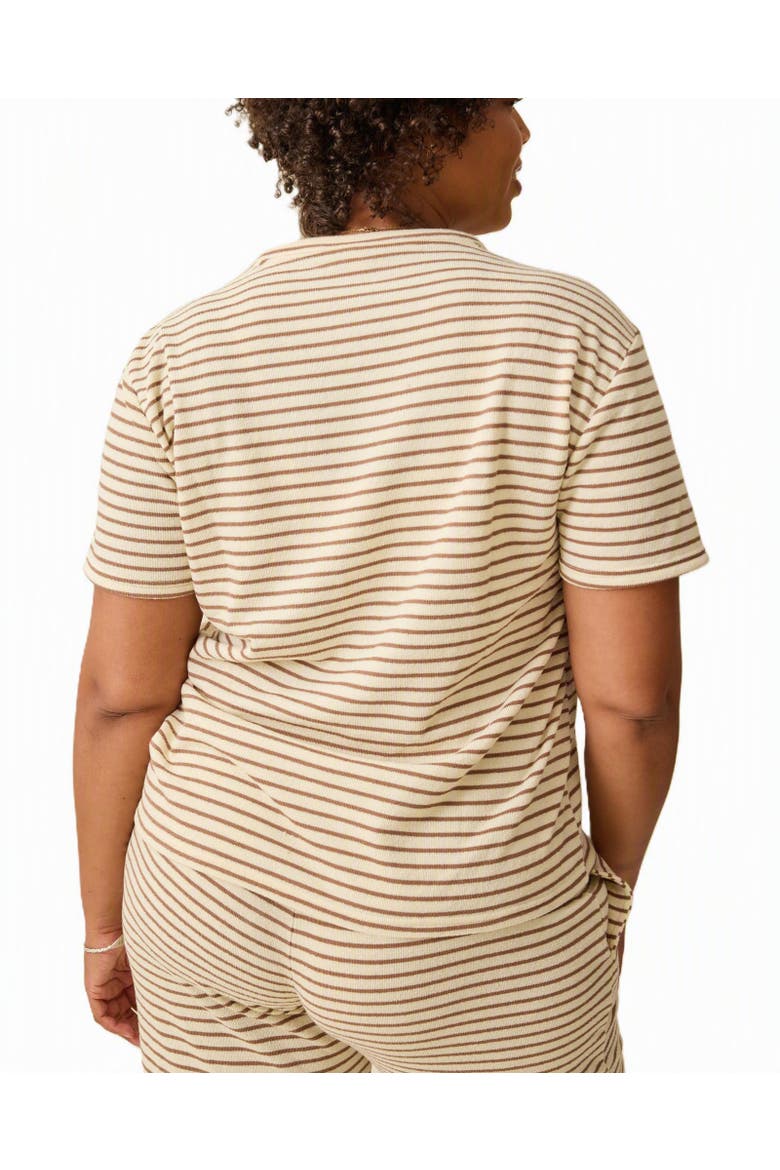 Maternity & Nursing Split Hem T-Shirt, Alternate, color, Ivory Chocolate Stripe