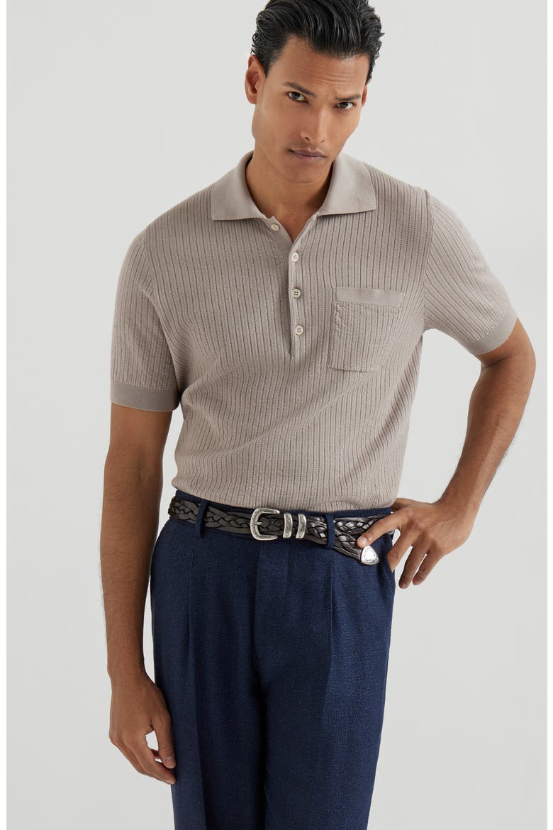 Rib knit polo, Alternate, color, Dove Grey