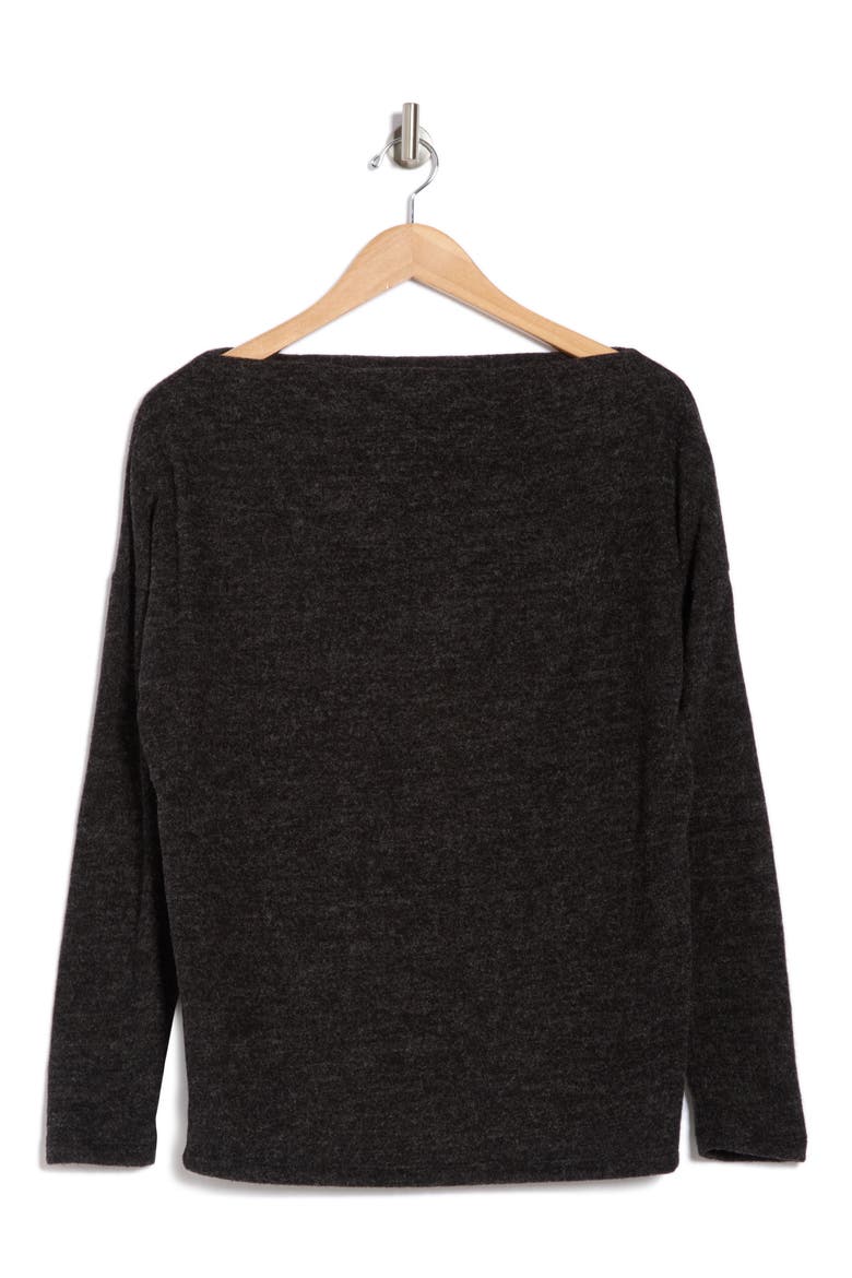 Brushed Knit Off-the-Shoulder Sweater, Alternate, color, CHARCOAL