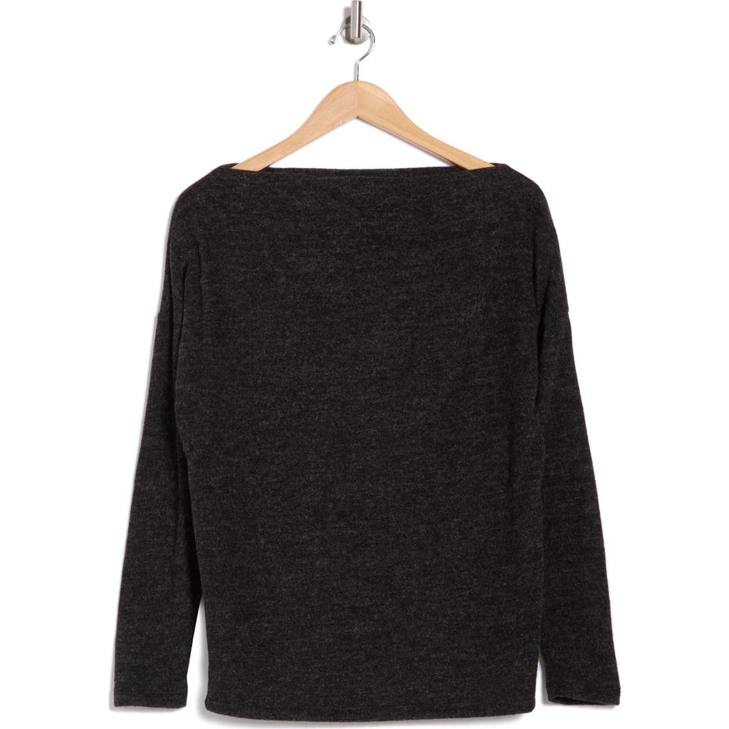 Renee C Brushed Knit Off-the-shoulder Sweater In Charcoal