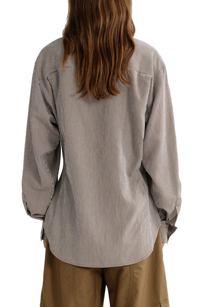 Cinch Striped Long Sleeve Shirt, Alternate, color, JAKARTA STRIPE BROWN WHITE