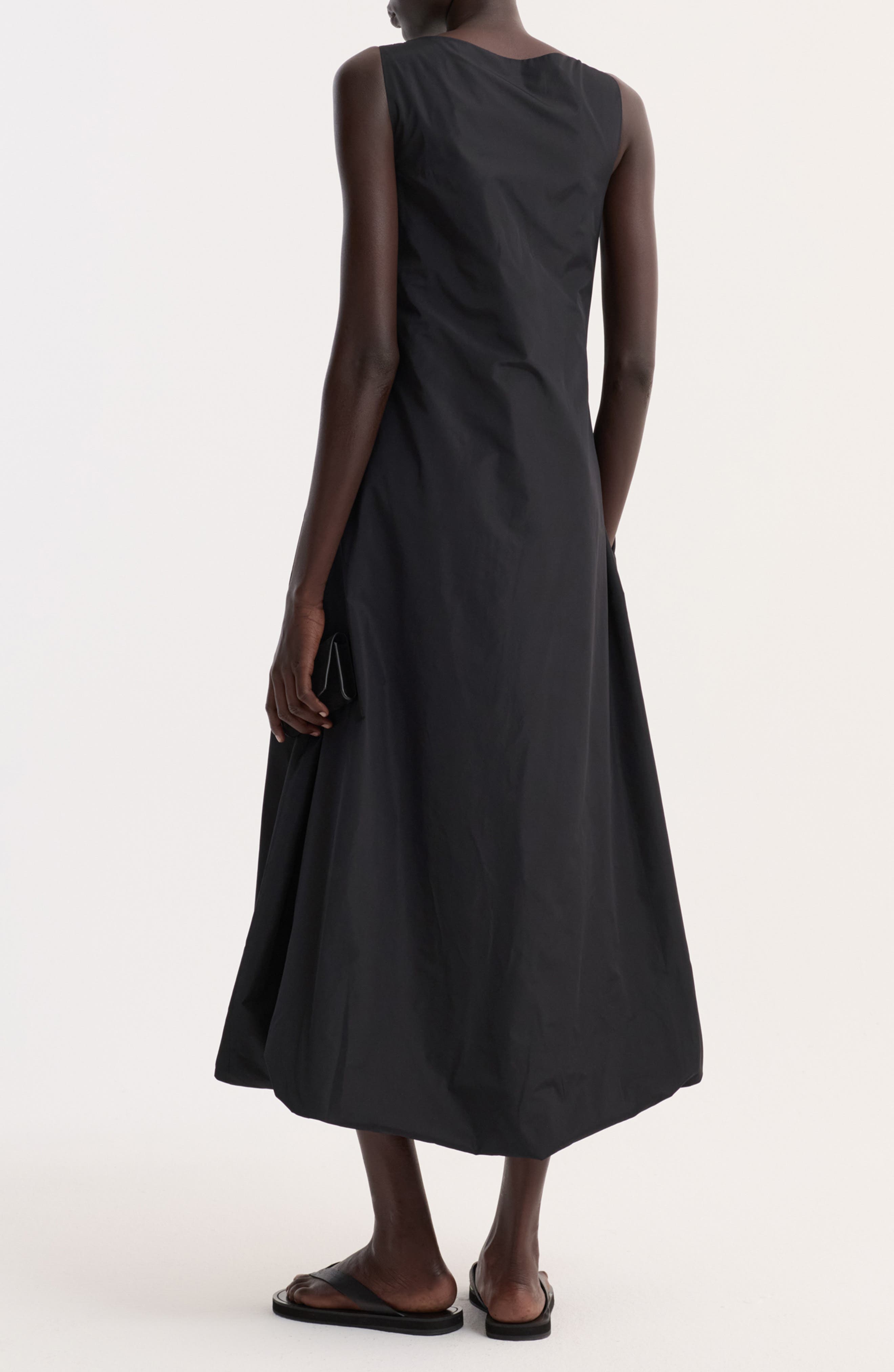 Balloon Hem Technical Taffeta Midi Dress - image 2